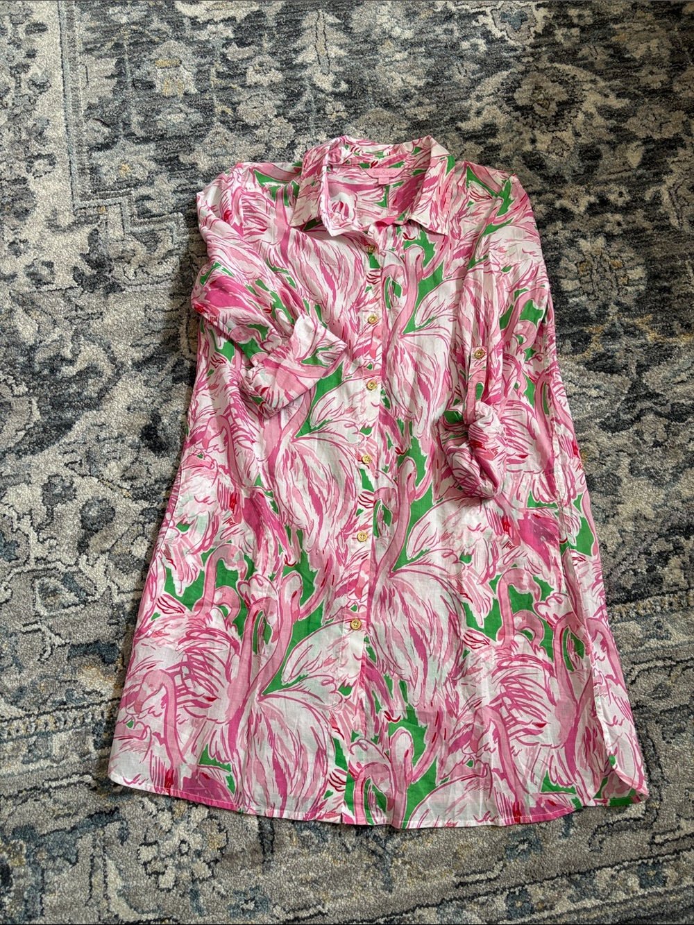 Lilly Pulitzer Pink & Green Floral Swim Coverup